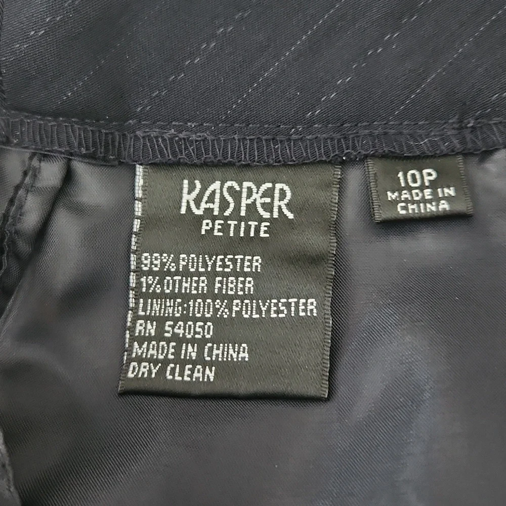 Kasper Petite 10P Navy Pinstripe Pant Suit Blazer & Trousers Career Professional - Picture 10 of 11